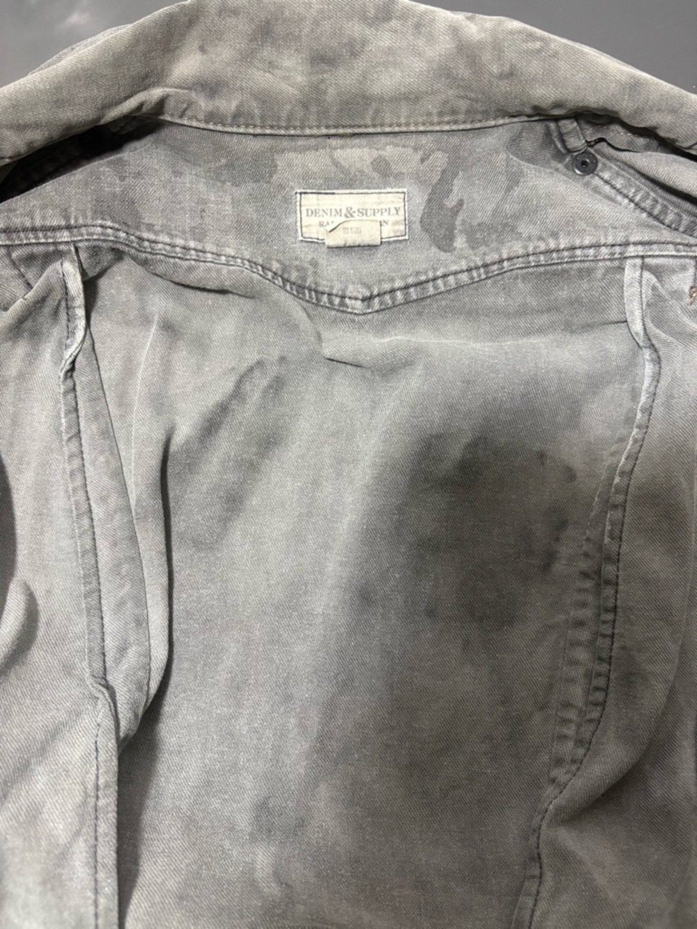 RALPH LAUREN DENIM & SUPPLY Washed Gray Moto Jacket with Buckle Belt - Picture 9 of 11